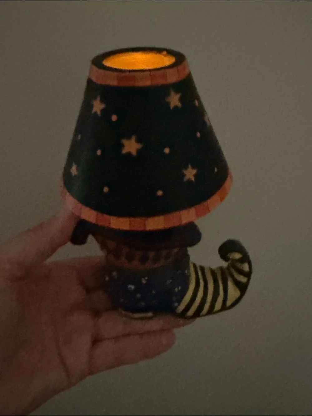 Halloween Witch Boot Candle Tealight Holder Embellished Witchy Spooky Cute 6.5”